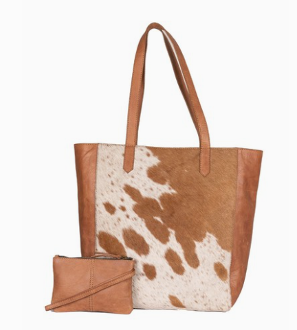 Brown Cowhide Shoulder Bag Set