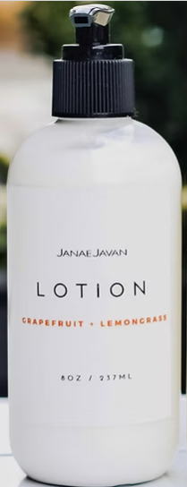 Grapefruit and Lemongrass Body Lotion in 8 ounce bottle with pump handle.
