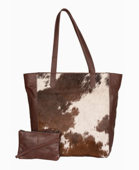 Dark Brown Cowhide Shoulder Bag Set