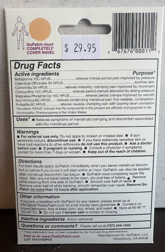 GoPatch Menstrual Cramp + PMS Relief Patches