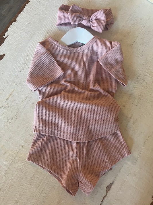 Rose Waffle Short Set