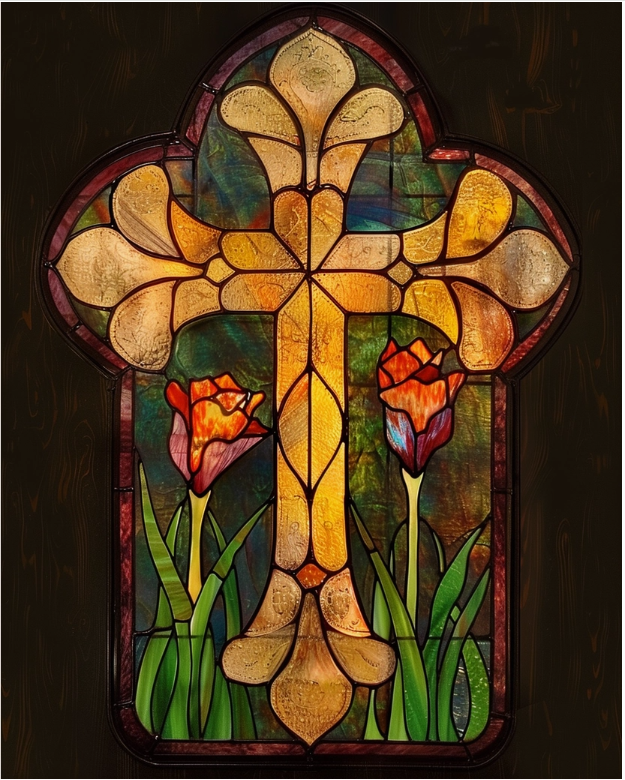 Stained Glass Cross Print